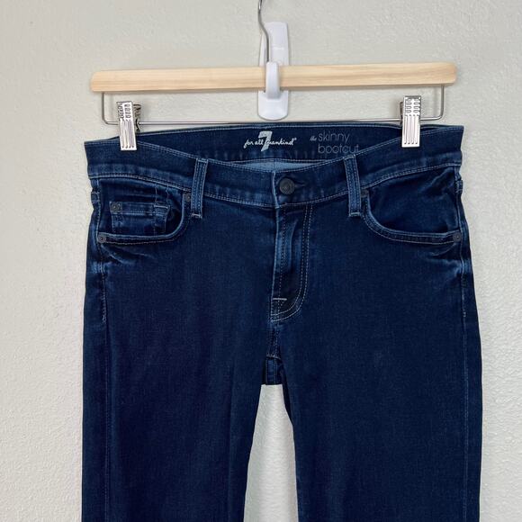 7 For All Mankind Women's Sz 28 The Skinny Bootcut Jeans Dark Wash Stretch Denim - Picture 2 of 11